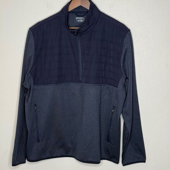 UntuckIt Tyrus Navy Blue Quarter Zip Shacket - Men’s US XL - Picture 1 of 9
